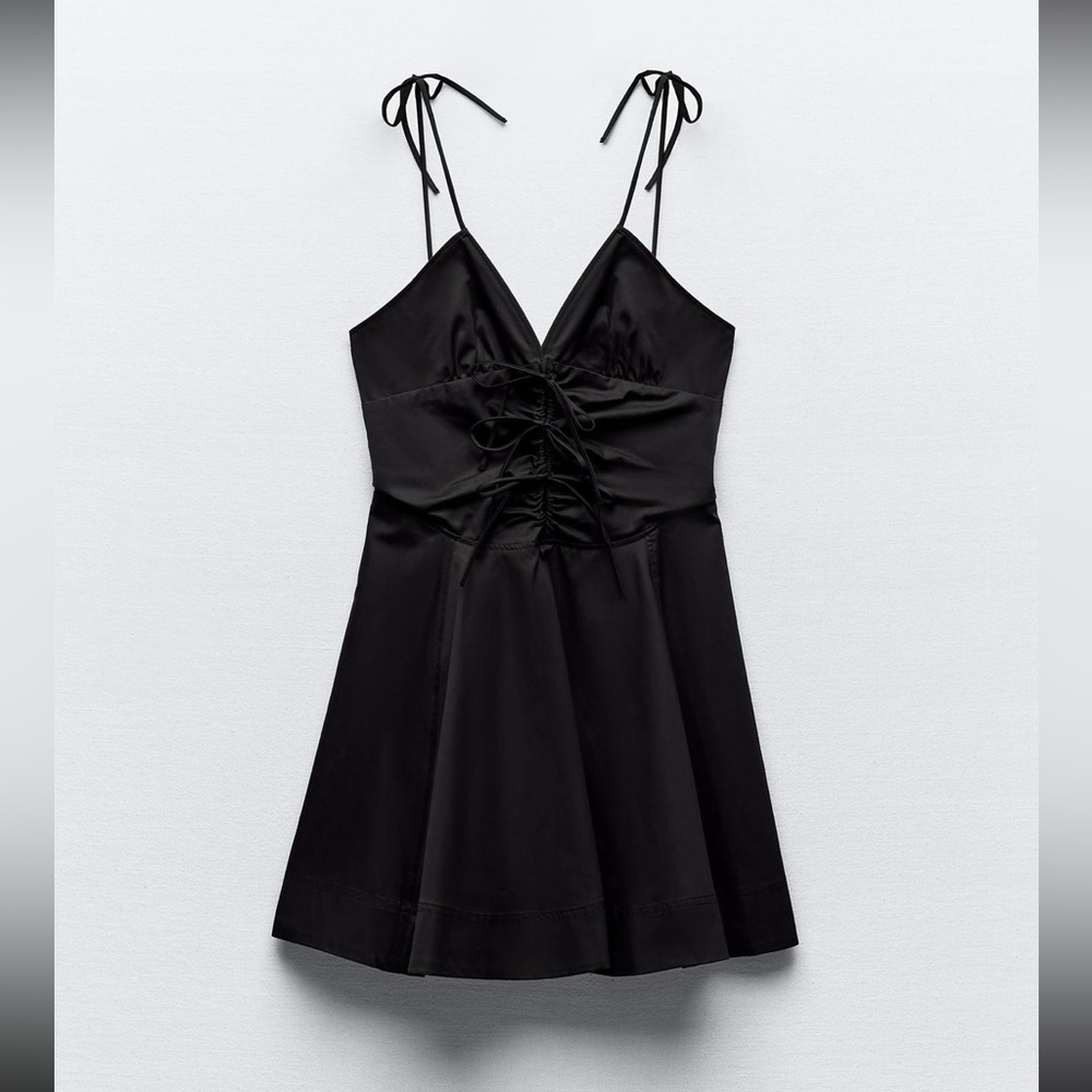 Zara Black Lace-Up Dress